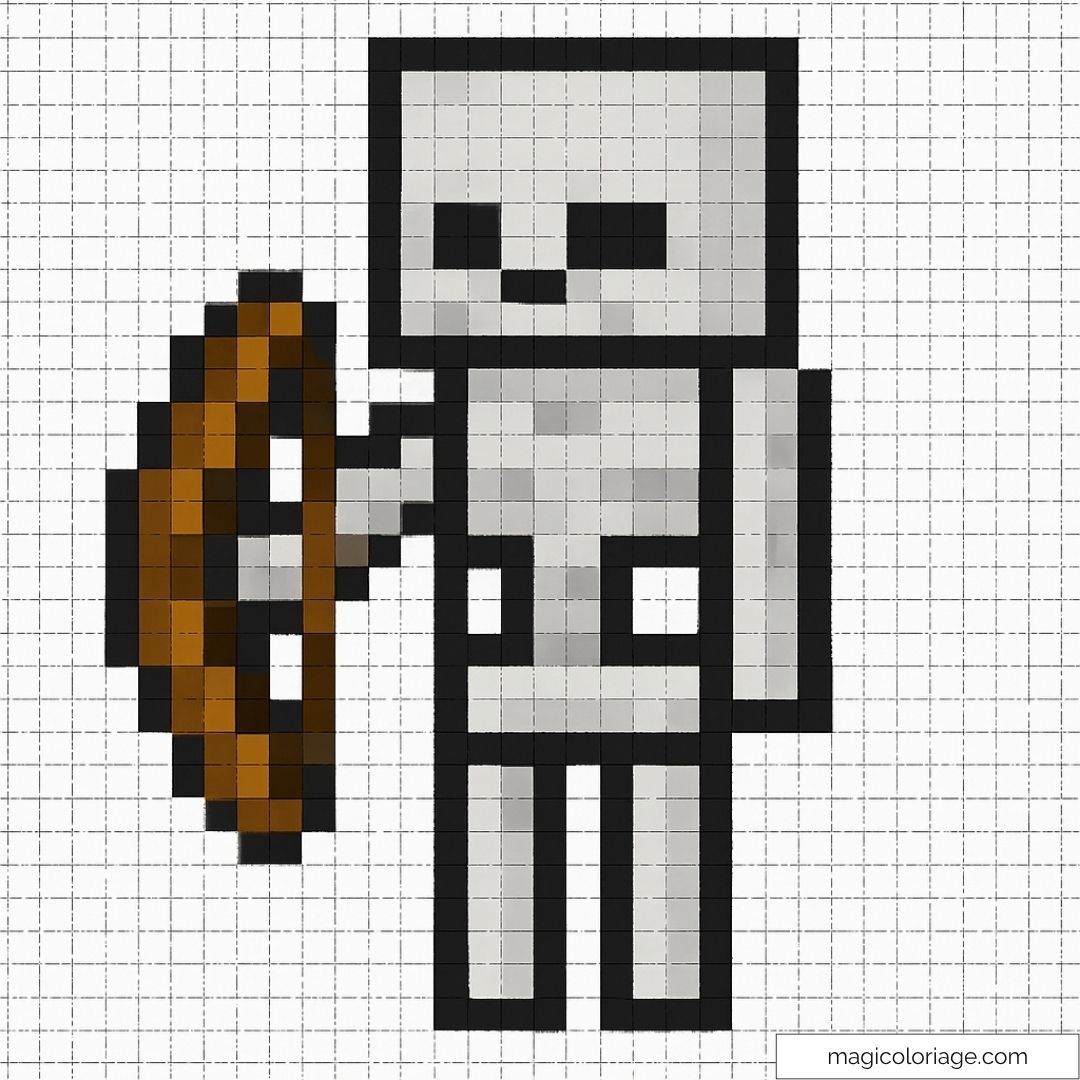 Pixel art squelette Minecraft avec arc