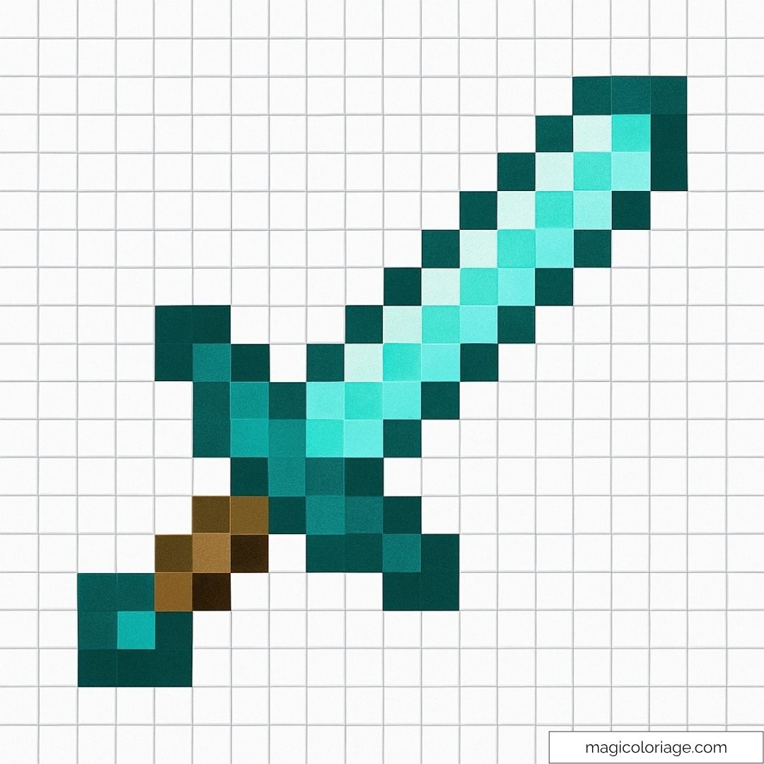 Image de l'épée de diamant Minecraft en pixel art