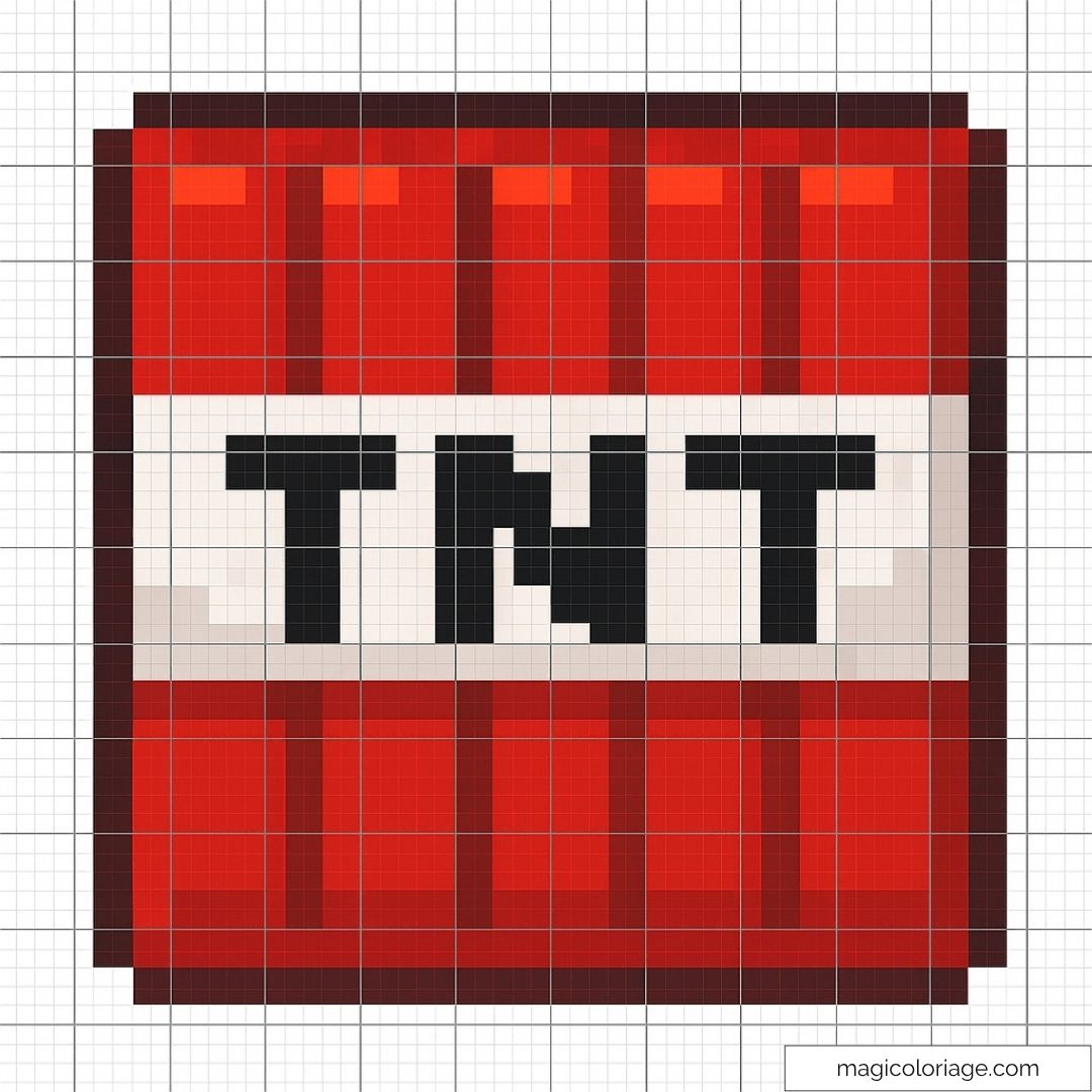 Image pixel art de TNT rouge dans le style de Minecraft.