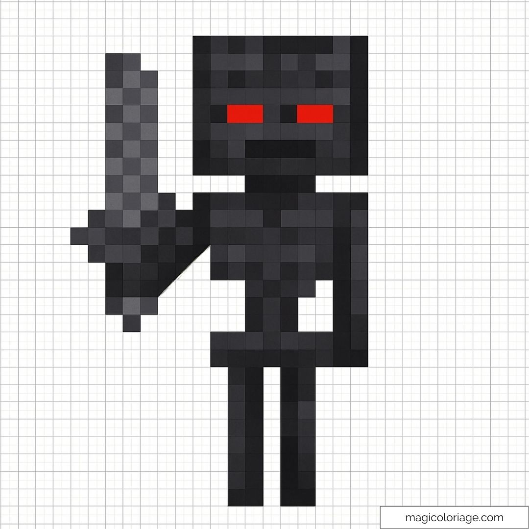 Pixel art de Minecraft avec un Dark Warrior menaçant