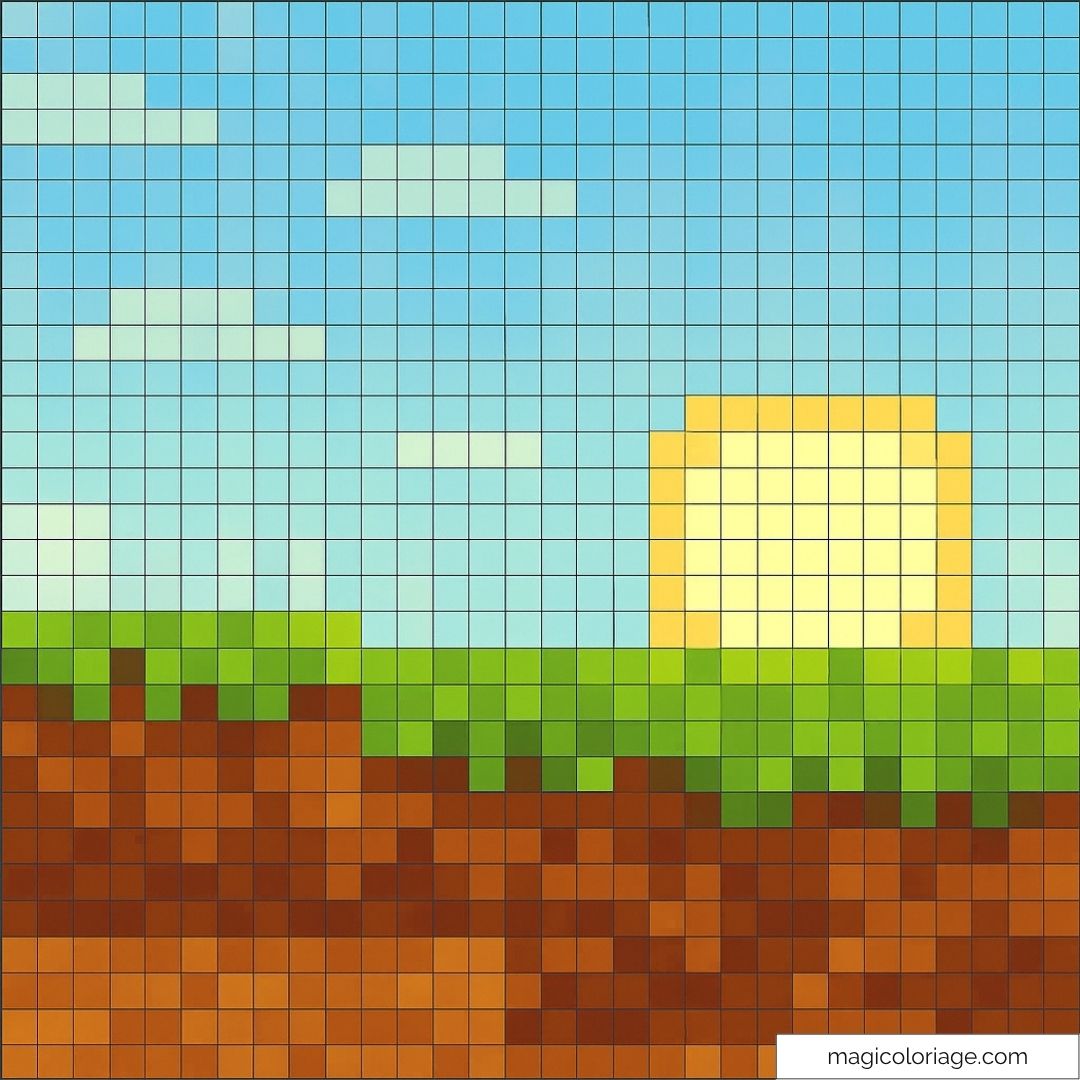 Pixel art Minecraft paysage