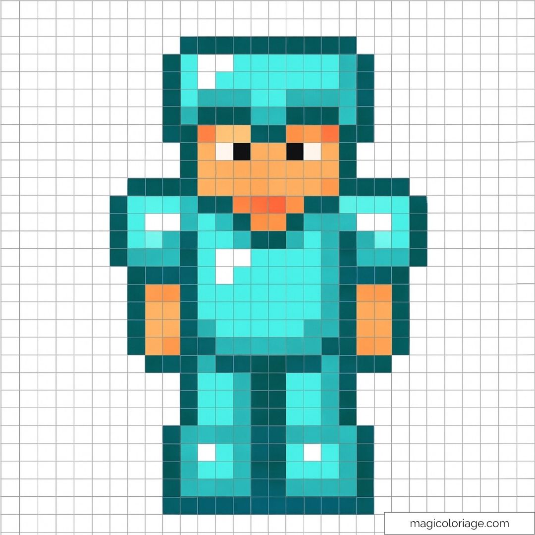 Pixel art de personnage Minecraft en armure