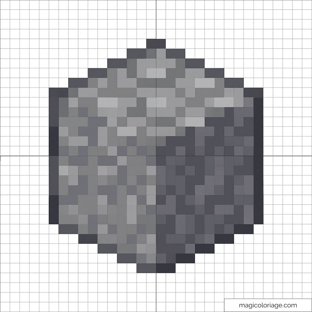Bloc cubique pixelisé de Minecraft à imprimer et colorier pour fans et amateurs de pixel art.