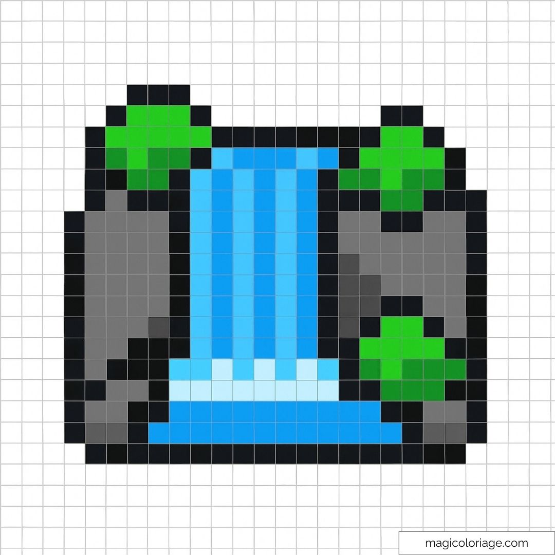 Pixel art de nature : cascade