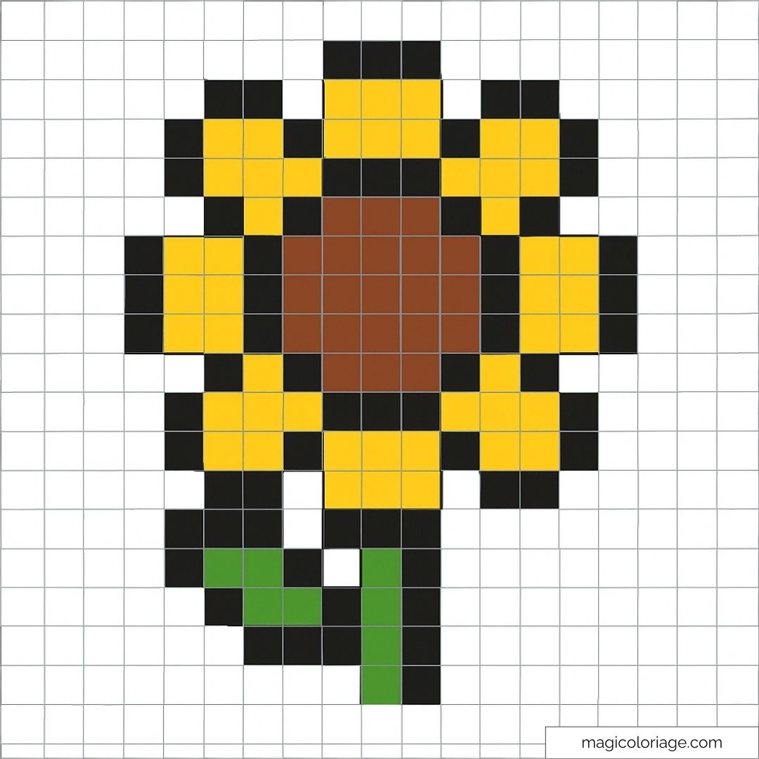 Tournesol pixel art noir