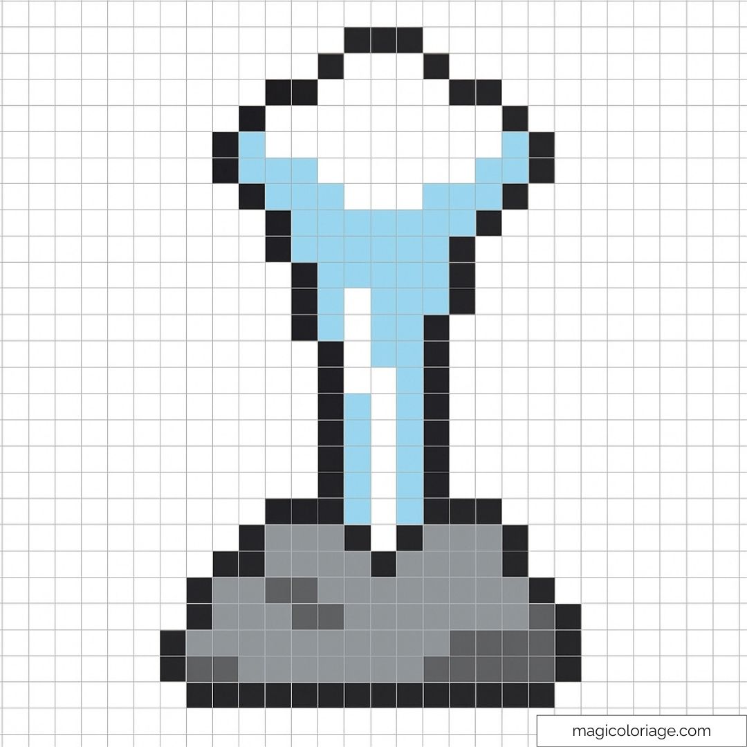 Pixel art source d'eau bleue sur rocher