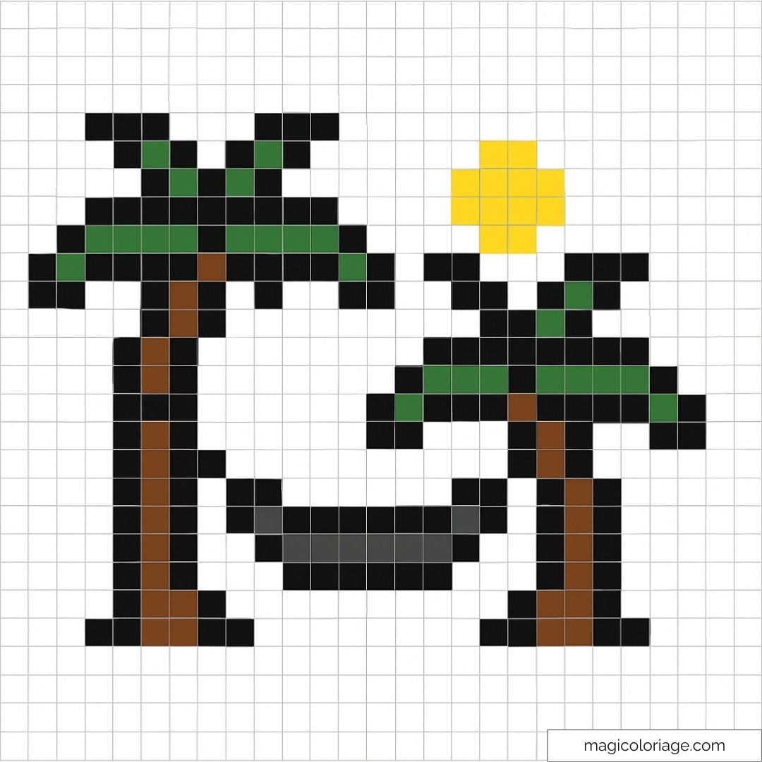 Dessin pixel art de palmiers