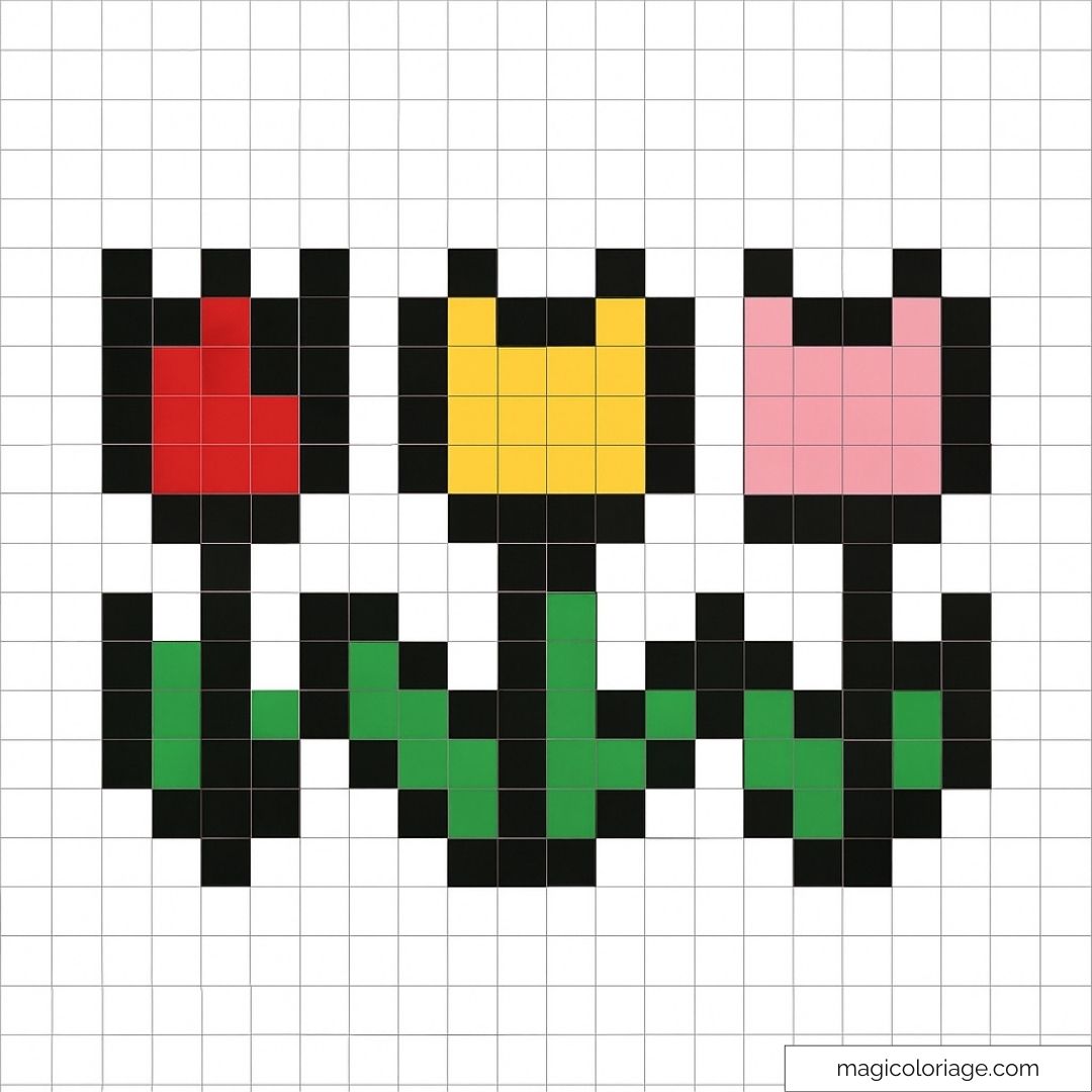 Pixel art tulipes rouges