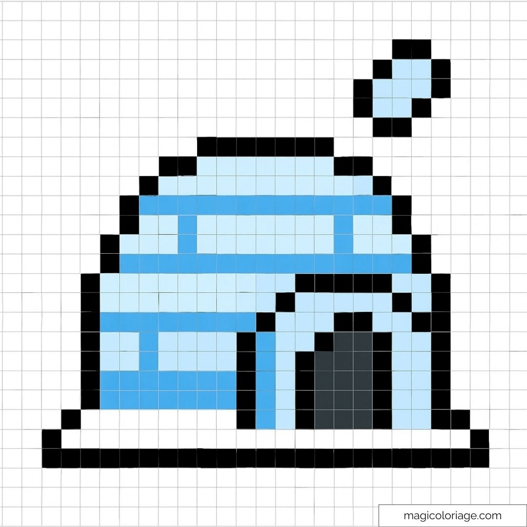 Pixel art igloo sur fond de nature
