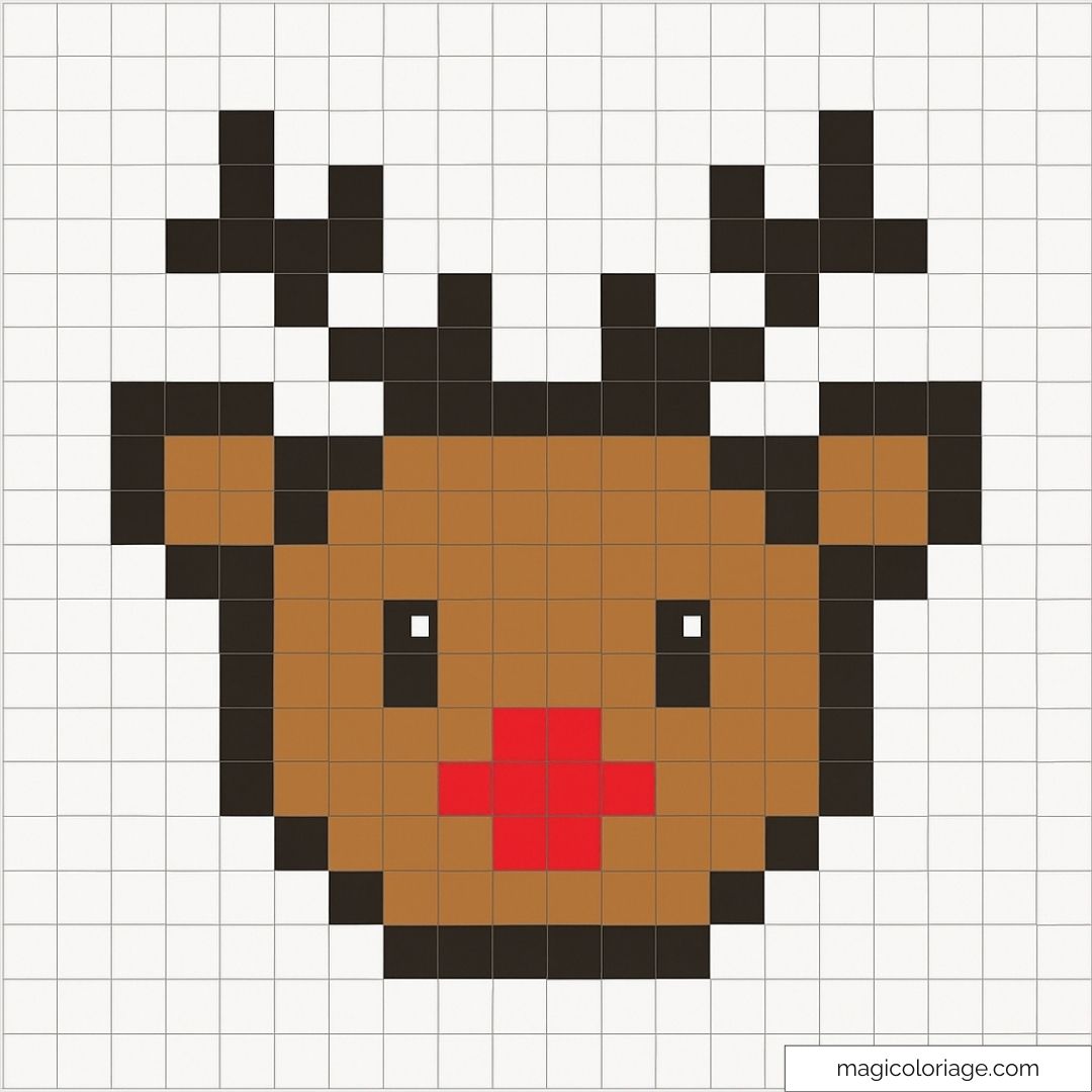 Rudolph le renne en pixel art