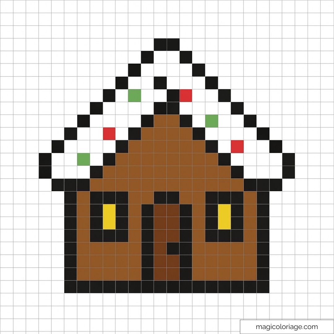 Maison traditionnelle en pixel art