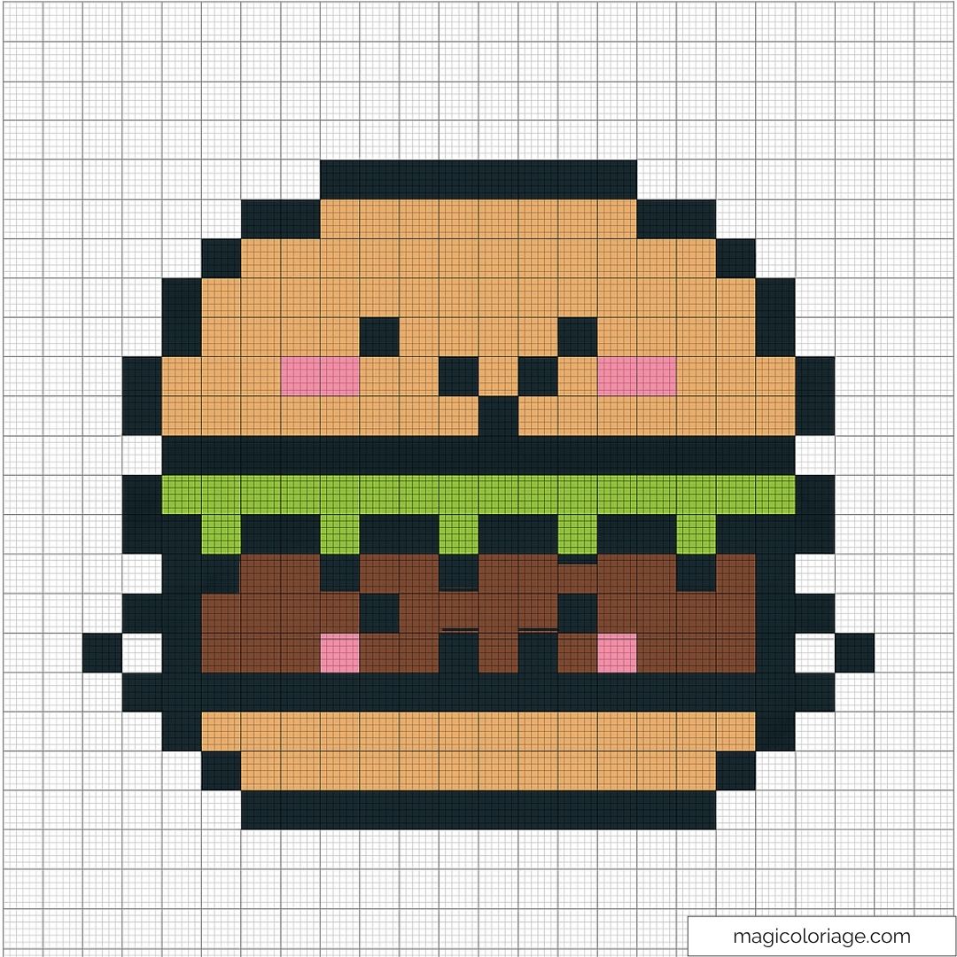 Pixel art de burger mignon avec visage
