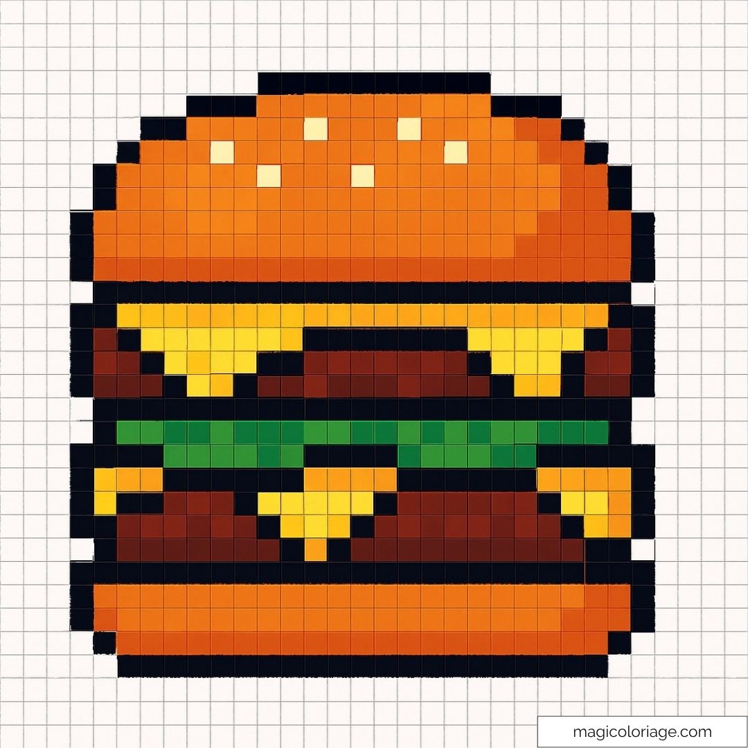 Hamburger pixel art en style rétro