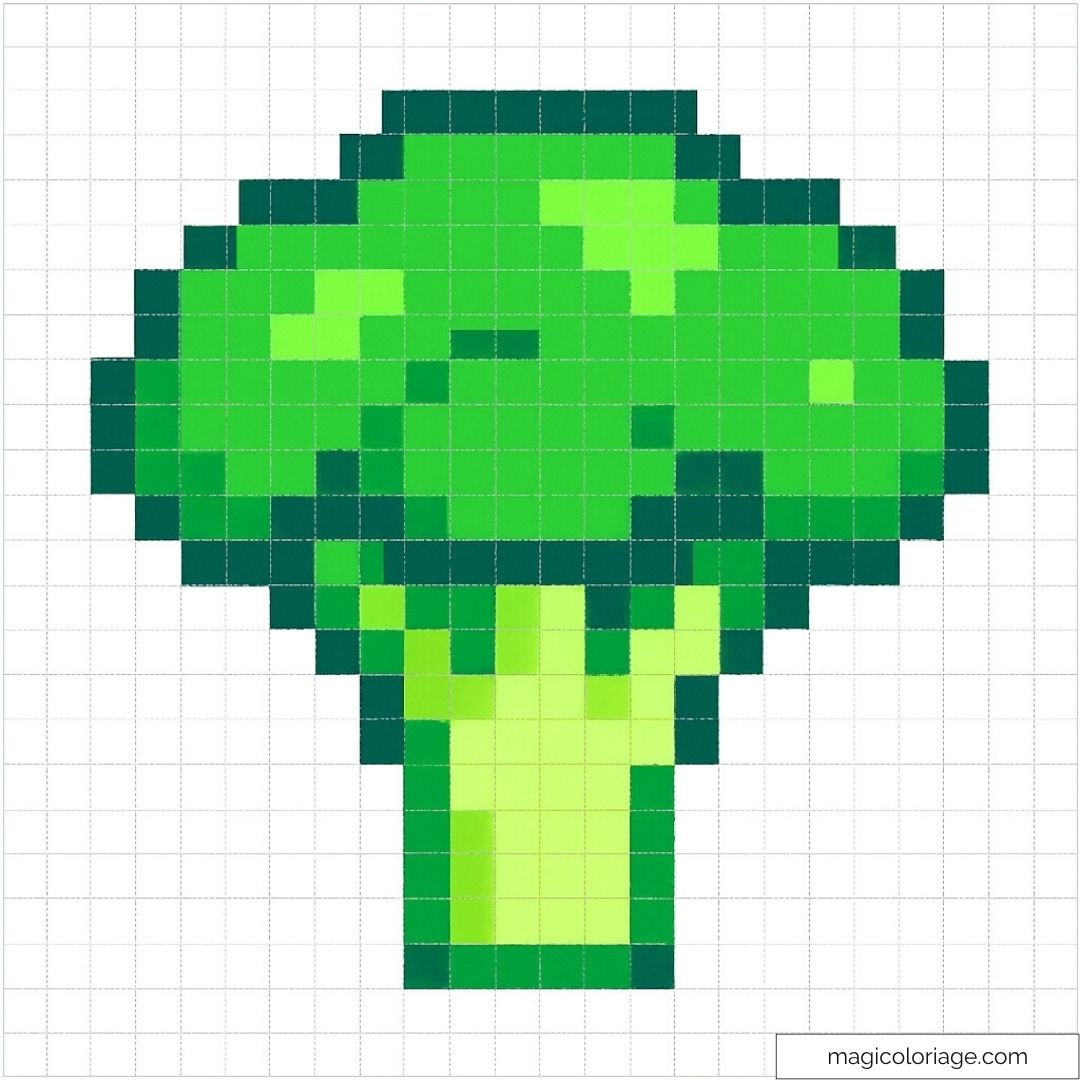 Brocoli pixel art vert vif
