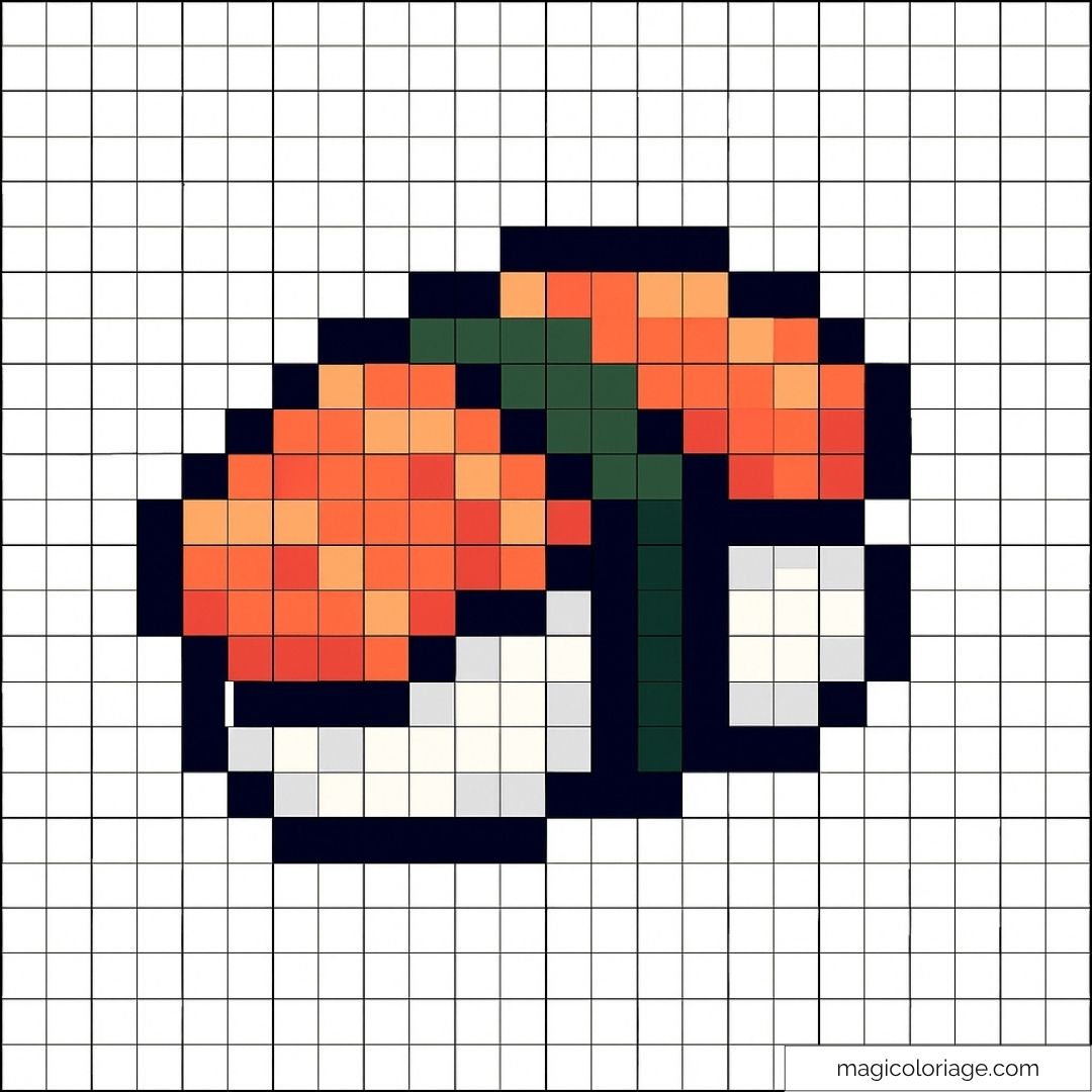 Pixel art de sushi avec saumon orange et riz blanc