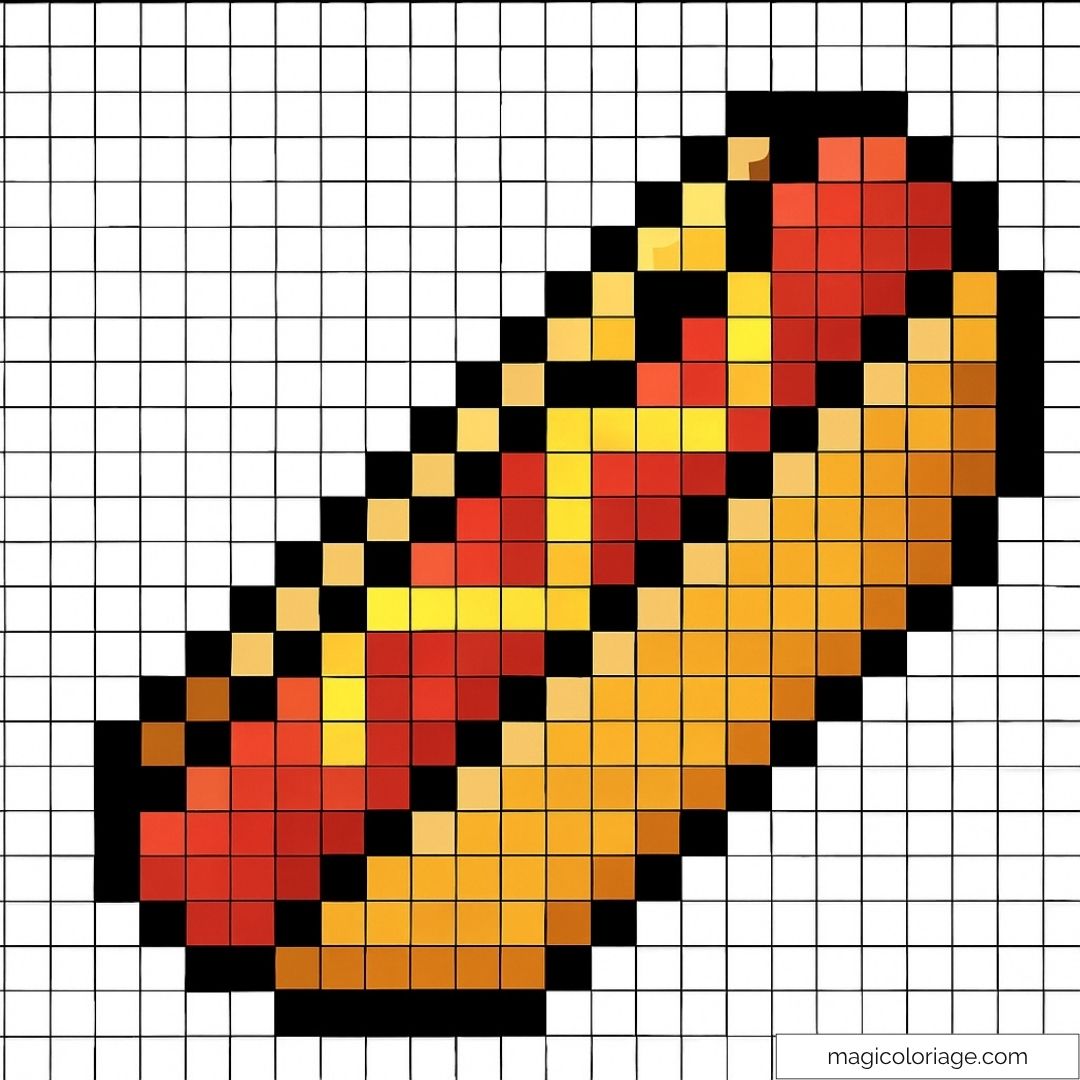 Pixel art de hot-dog avec moutarde