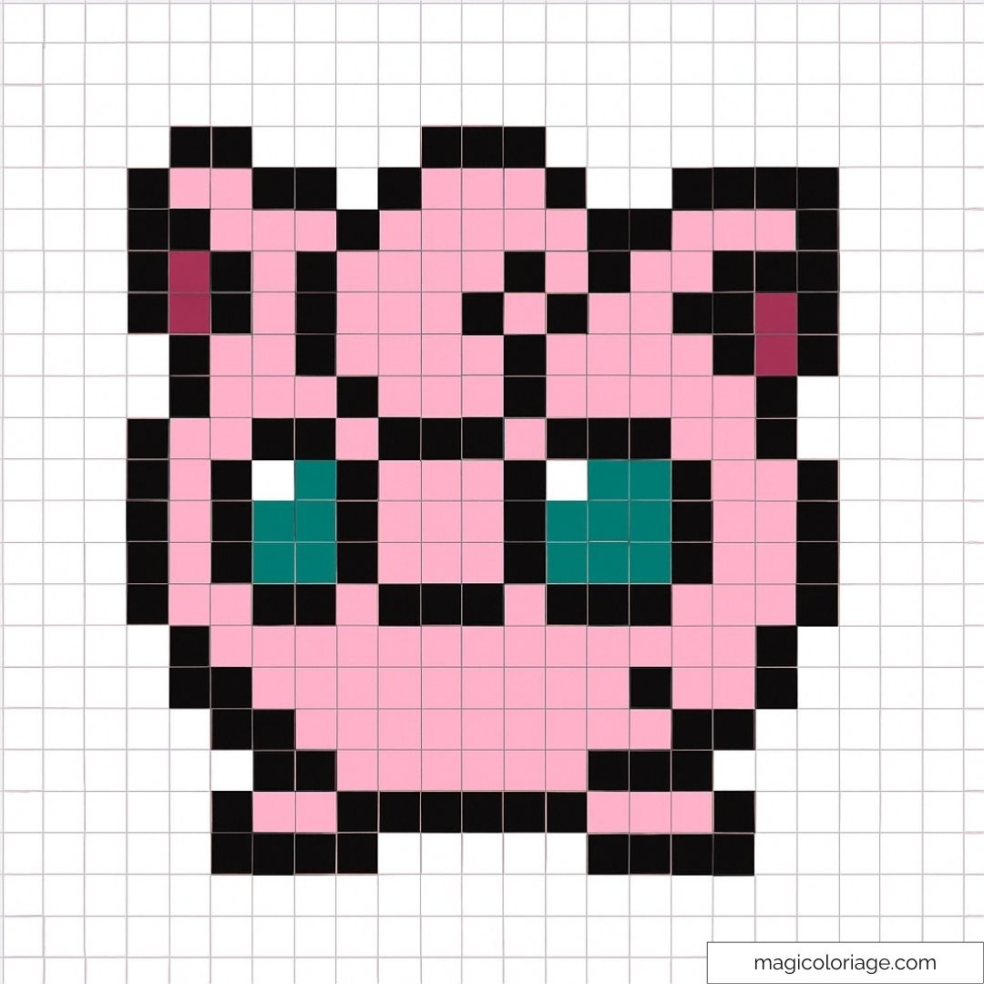 Pixel art de Jigglypuff Pokémon mignon et coloré