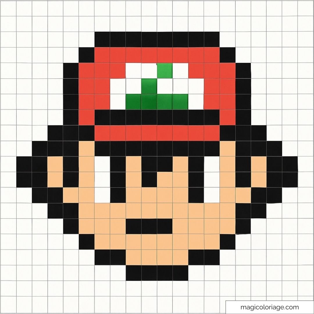 Pixel art Ash Ketchum Pokémon avec casquette iconique