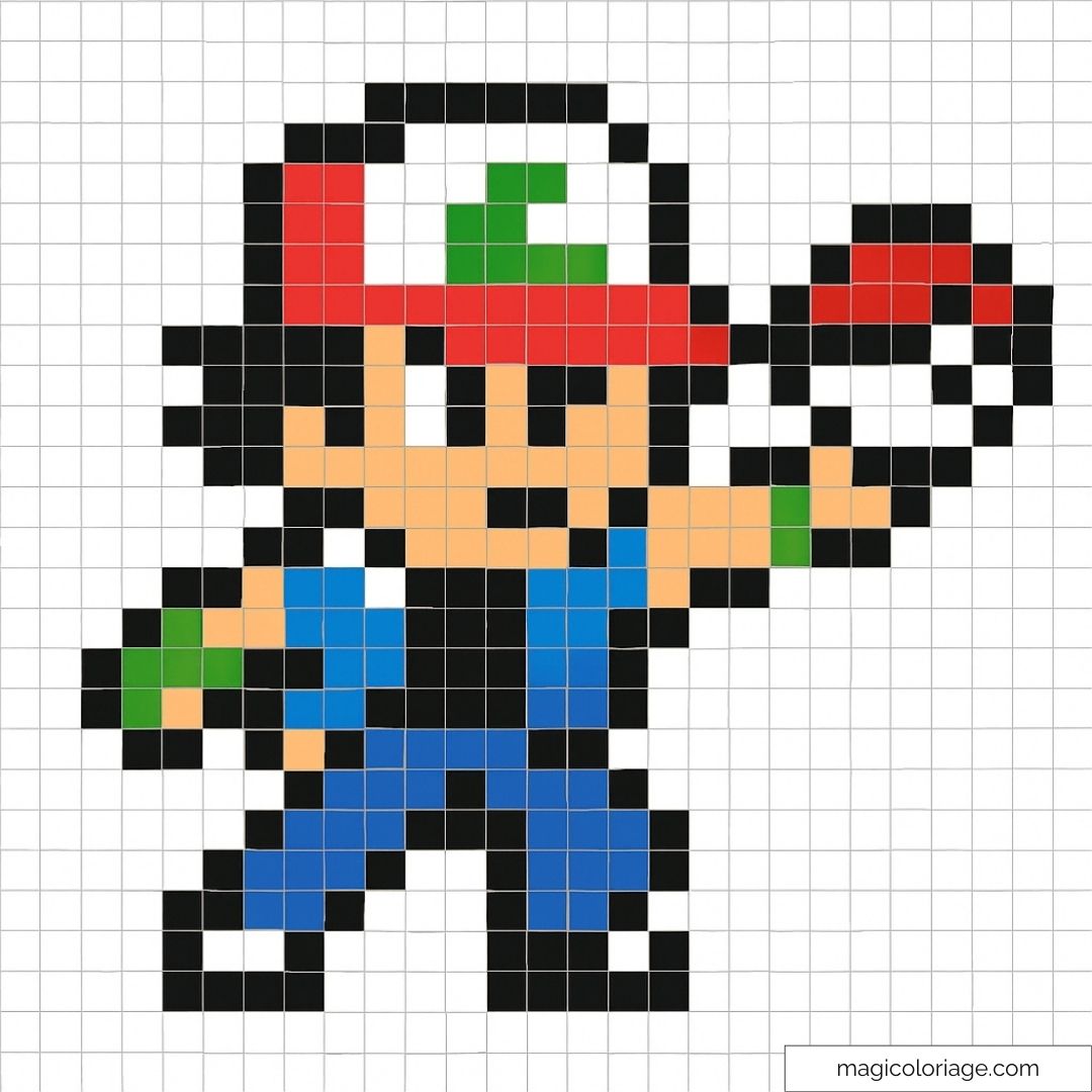 Pixel art du personnage de Pokémon avec casquette et Pokéball
