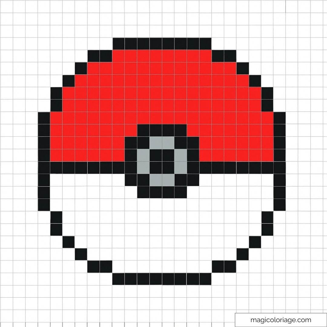 Image de pixel art d'une Pokéball rouge et blanche