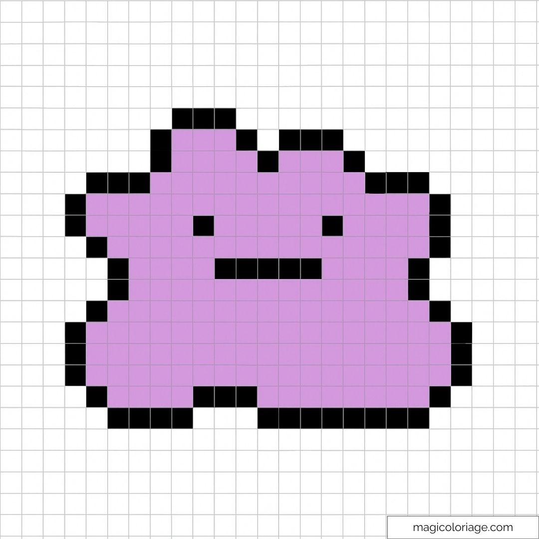 Pixel art du Pokémon Métamorph en violet