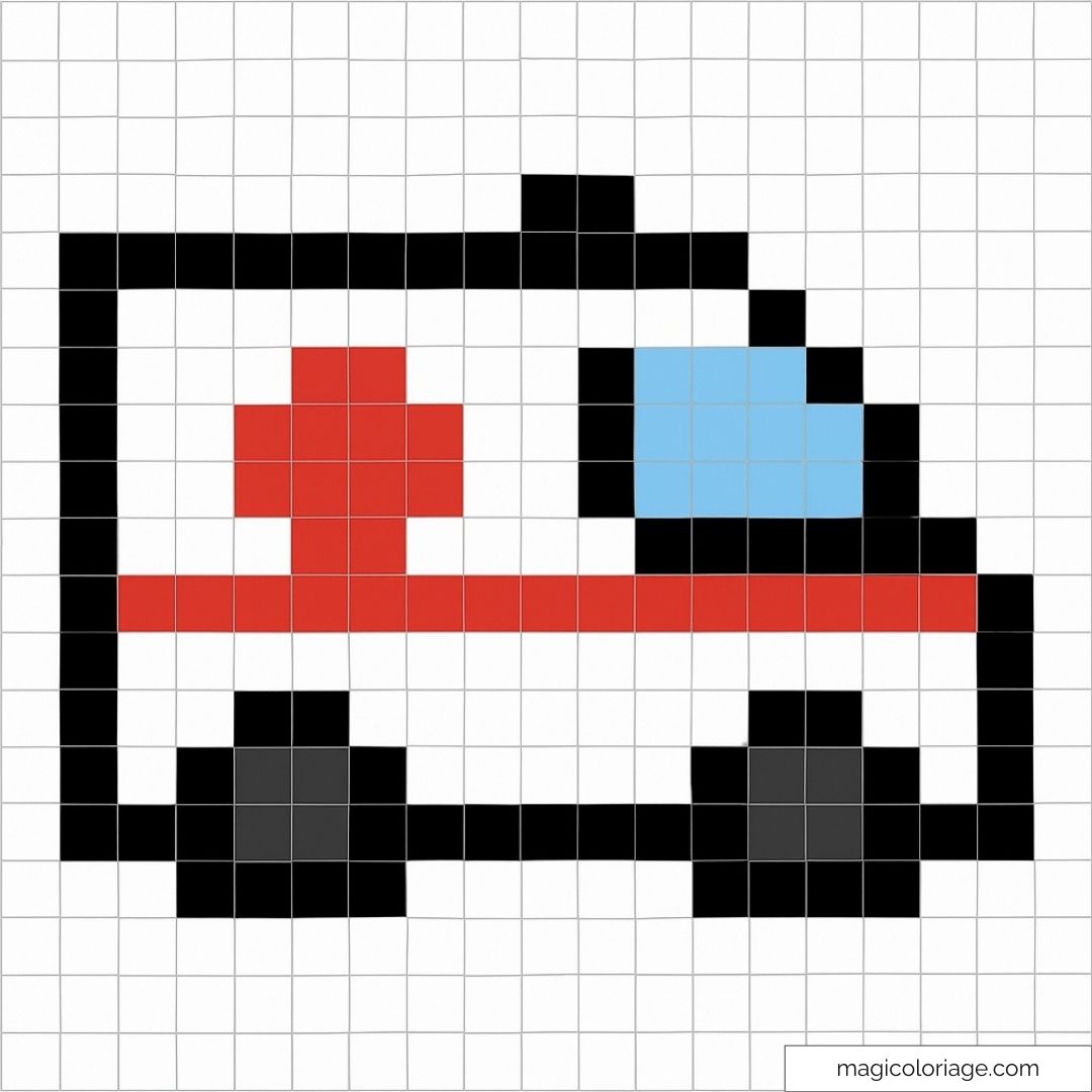 Pixel art d'une ambulance