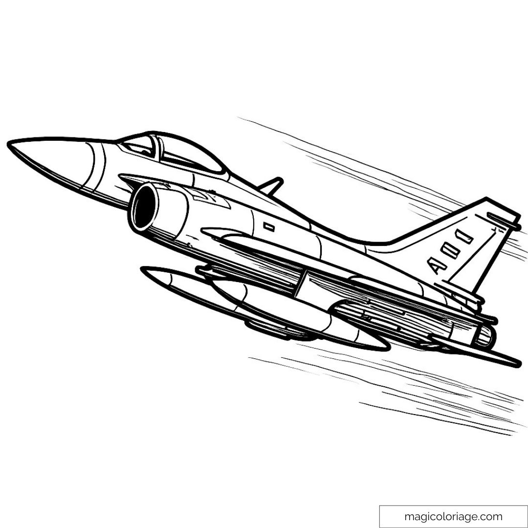 Dessin d'un avion de chasse en vol rapide