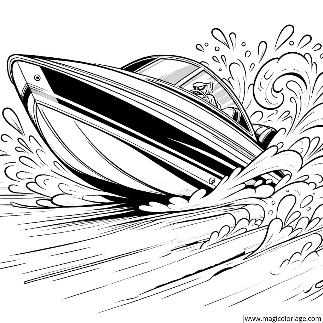 Coloriage d'un bateau de course rapide