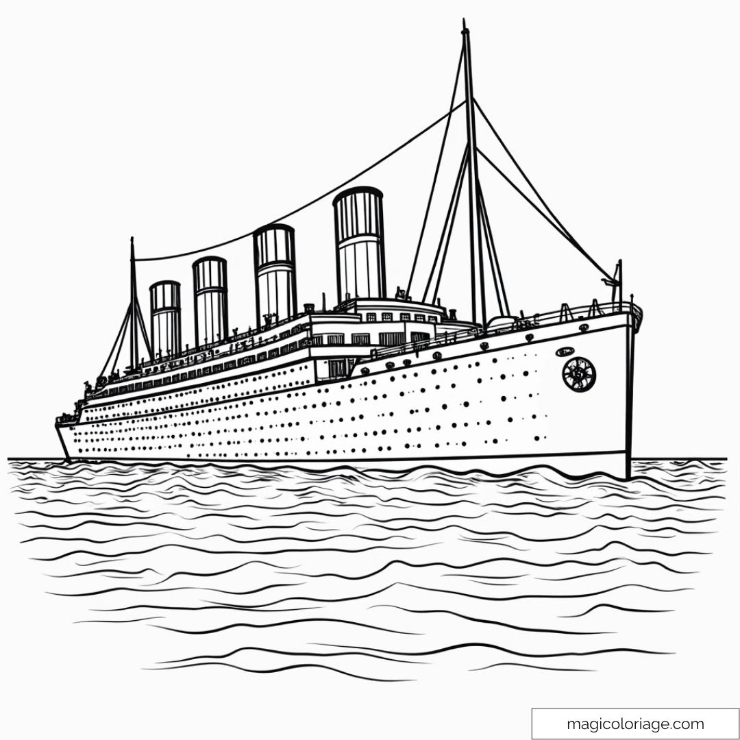 Dessin du Titanic flottant majestueusement sur l'océan