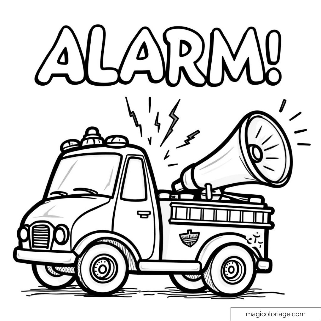 Dessin de camion d'urgence avec sirène et haut-parleur