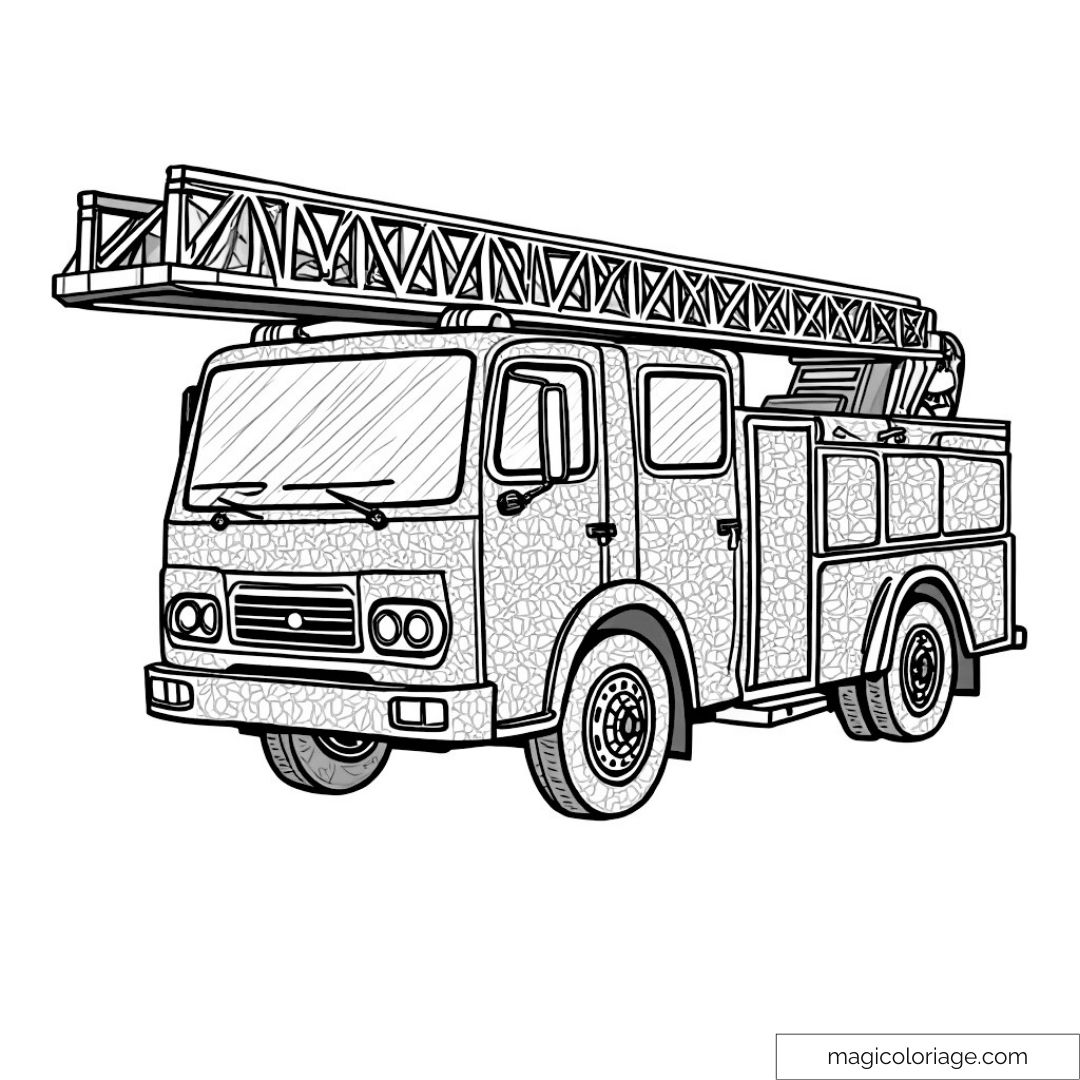 Camion de pompier avec grande échelle