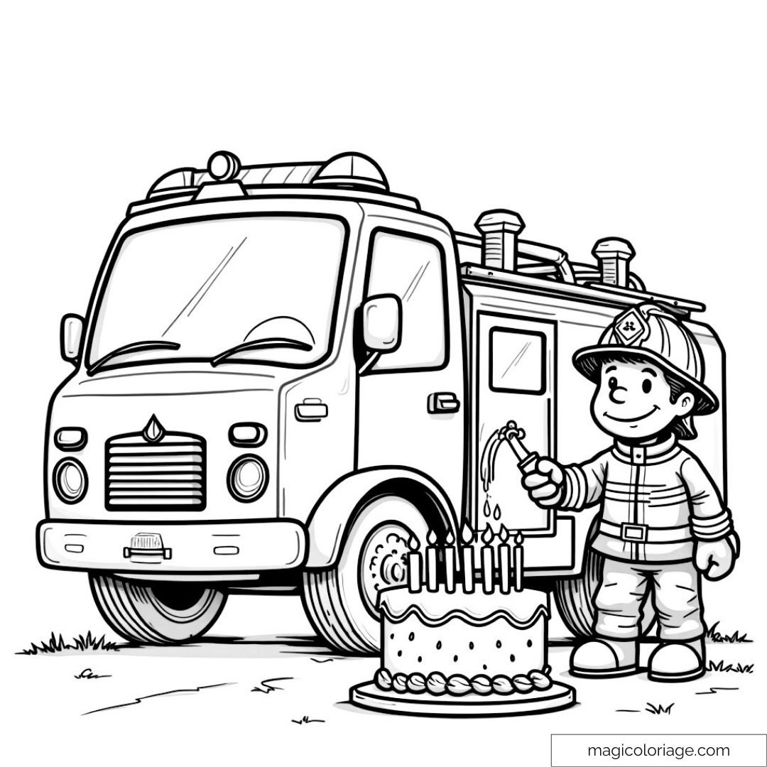 Dessin à colorier pompier