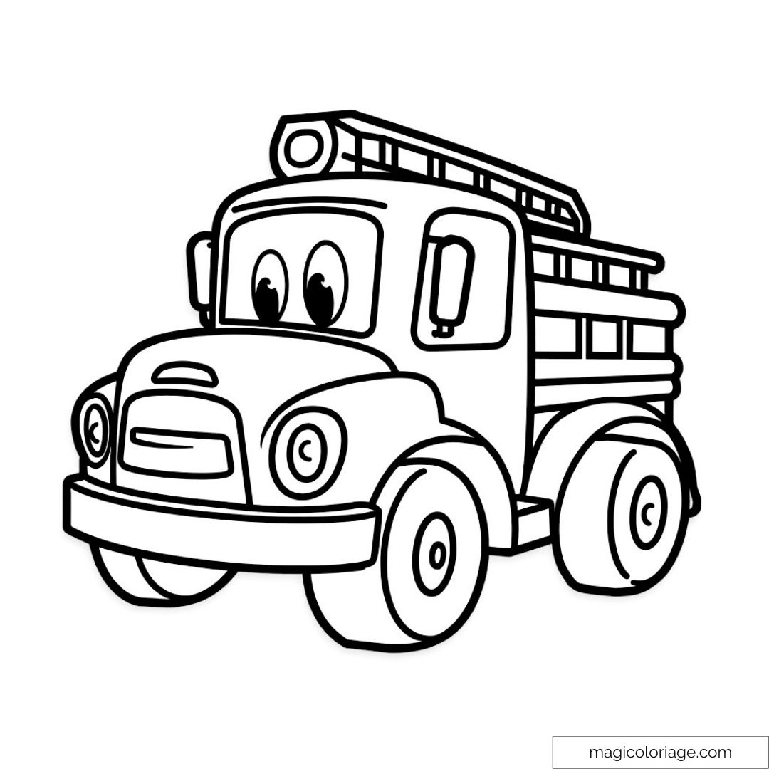 Coloriage de camion de pompier amusant et simple pour enfants