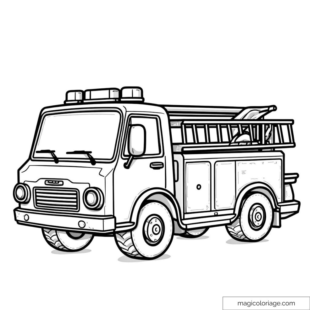 Dessin d'un camion de pompier à colorier