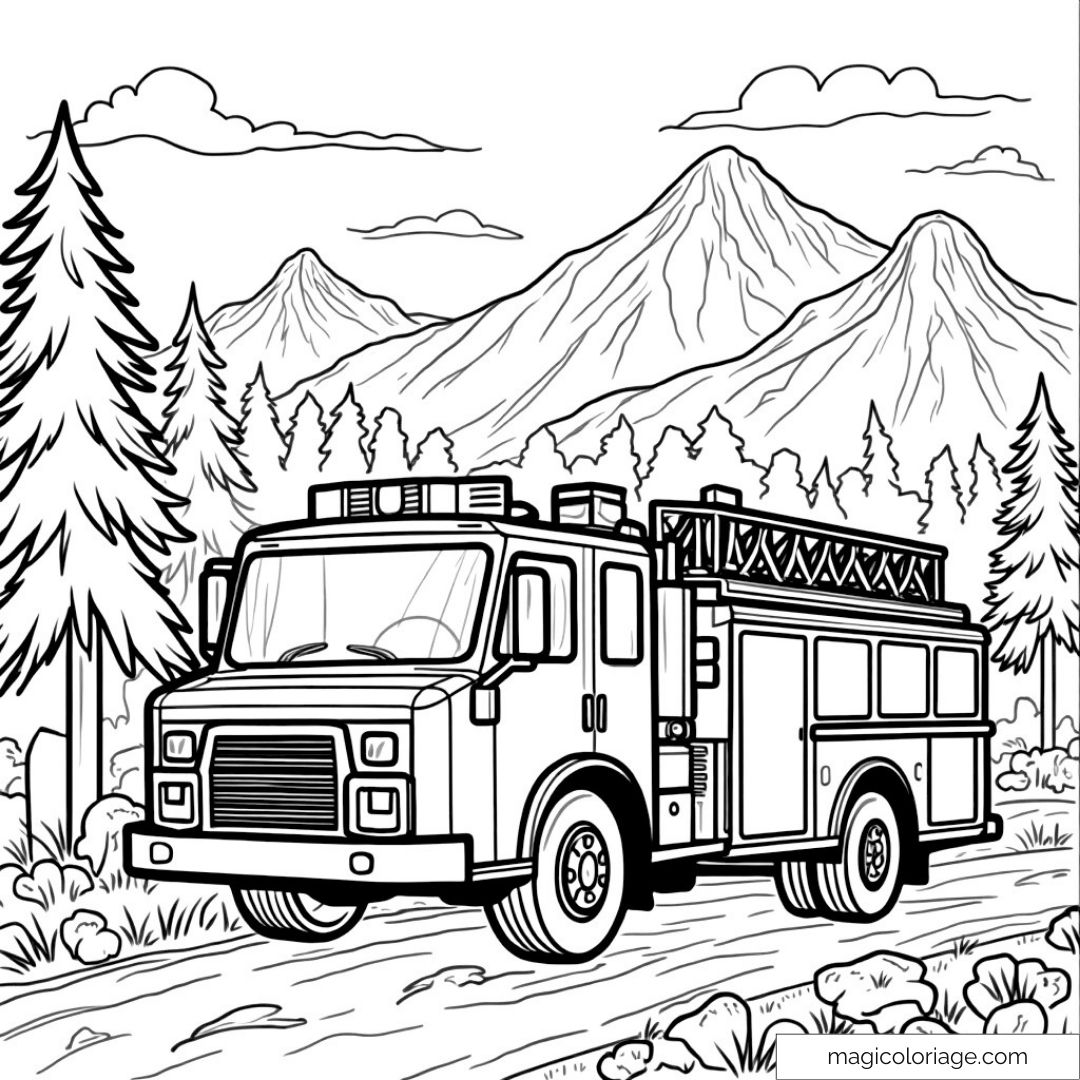 Camion de pompiers en montagne