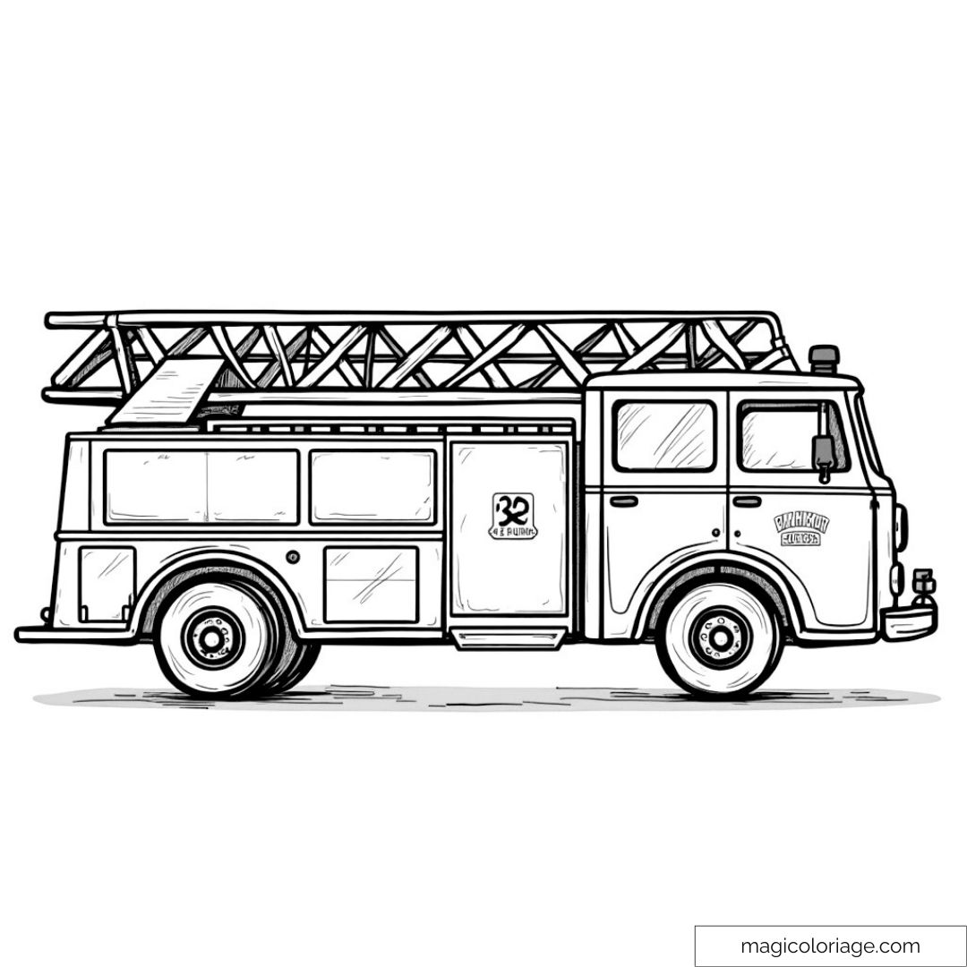Camion de pompiers avec échelle