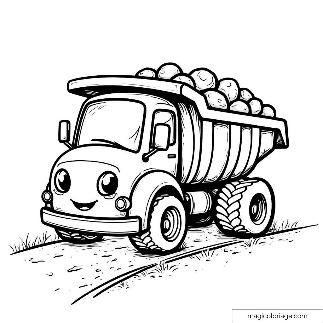 Dessin de camion mignon avec pierres