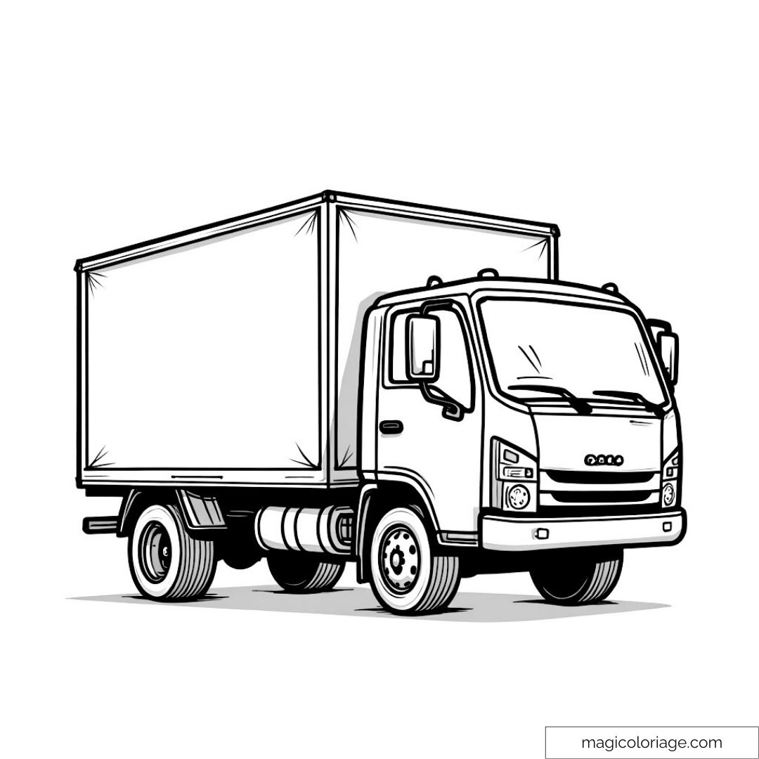 Camion de transport à colorier détaillé