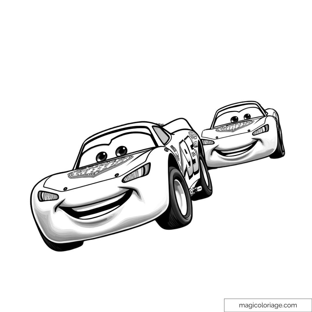 Dessin à colorier de Flash McQueen et Cruz Ramirez