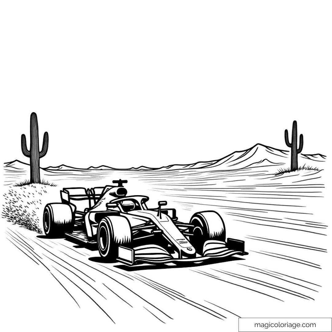 Voiture de course dans le désert