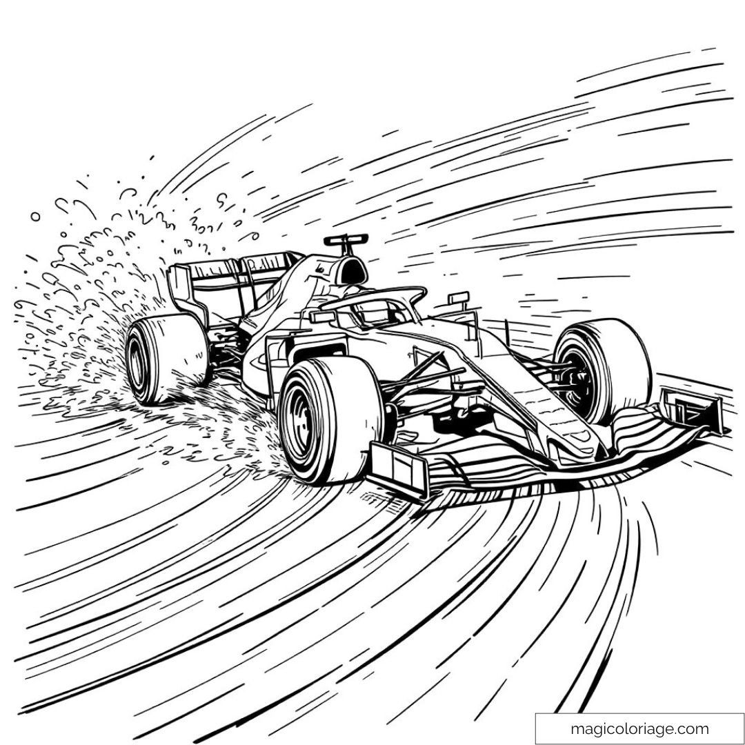Dessin de voiture de course en mouvement