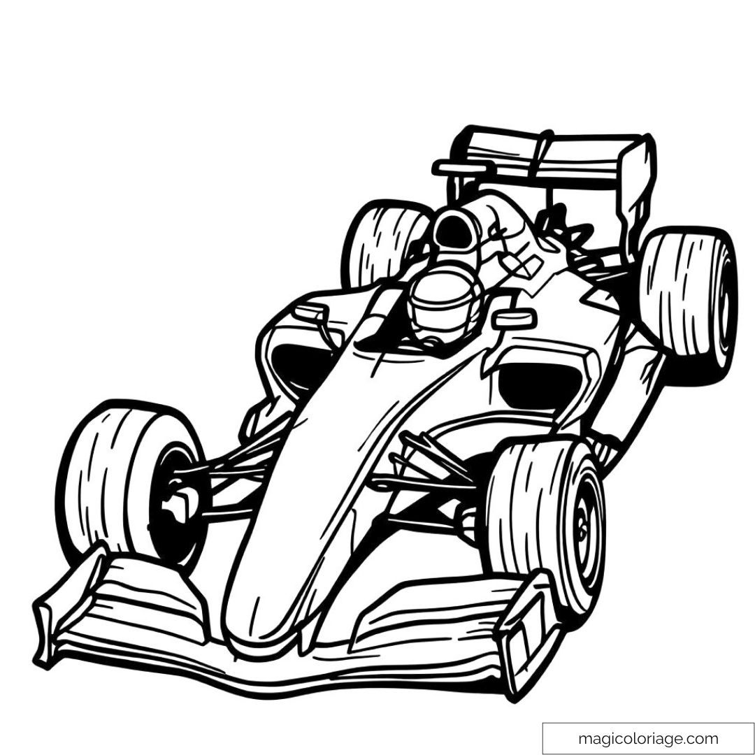 Dessin d'une voiture de course avec détails