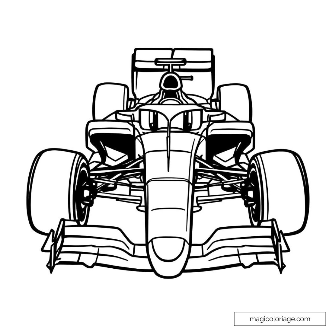 Dessin d'une voiture de course vue de face