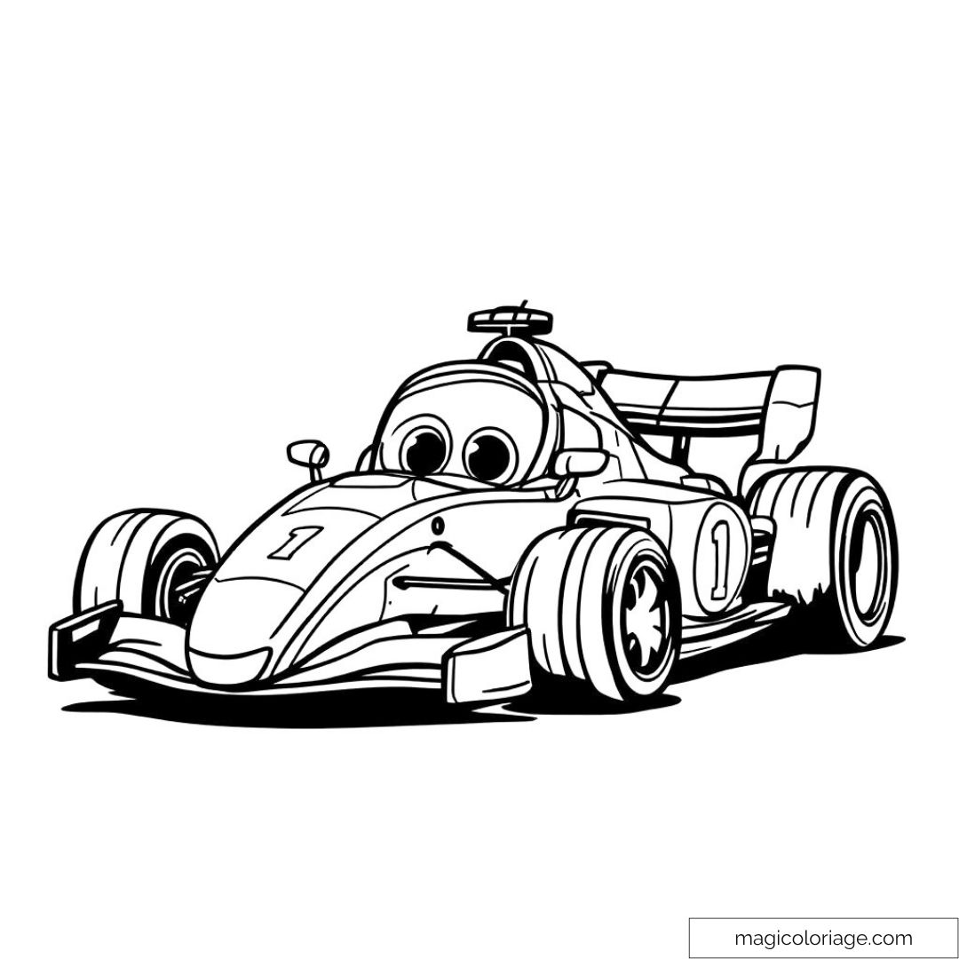 Dessin d'une voiture de course animée