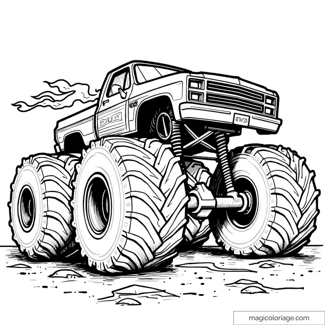 Coloriage de monster truck prêt à rugir