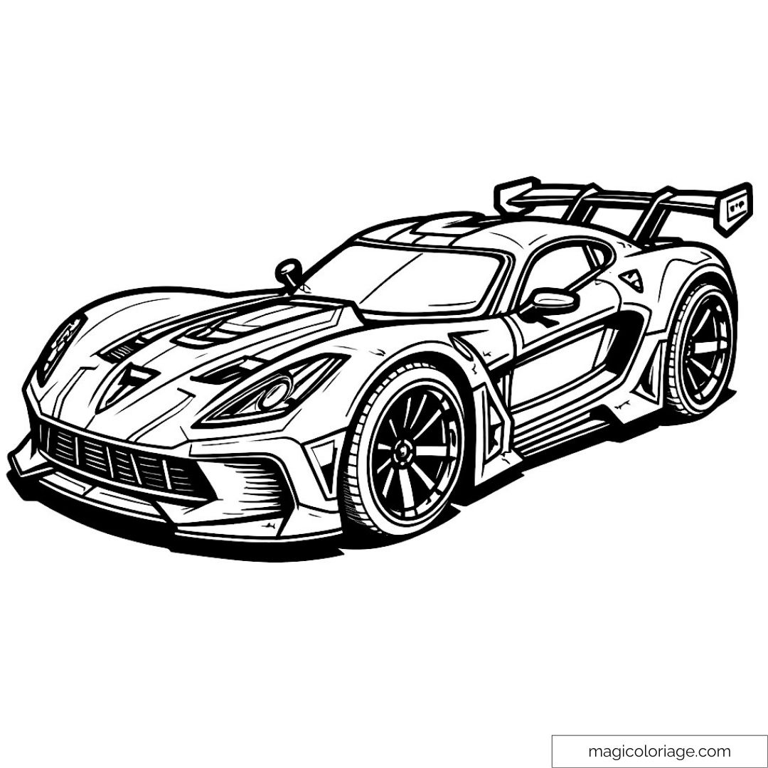 Dessin de voiture de sport rapide à colorier