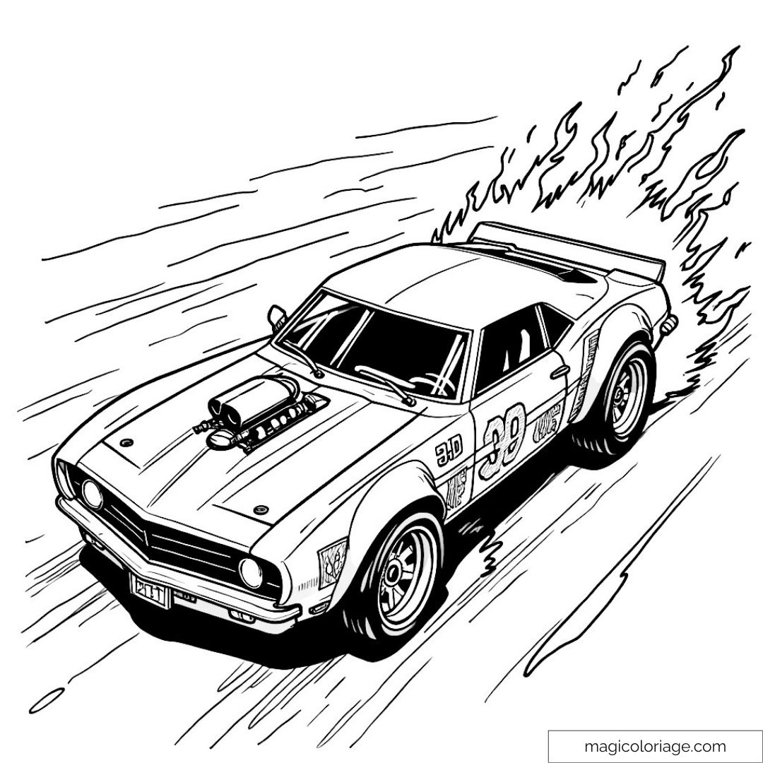 Image d'une voiture de course rapide à colorier