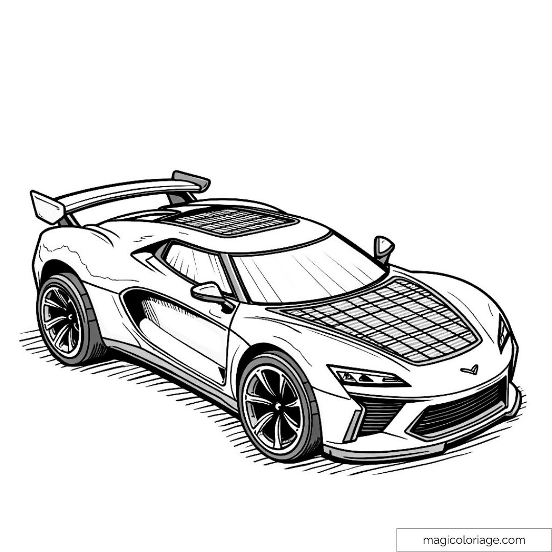 Dessin de voiture de sport moderne à colorier pour enfants.