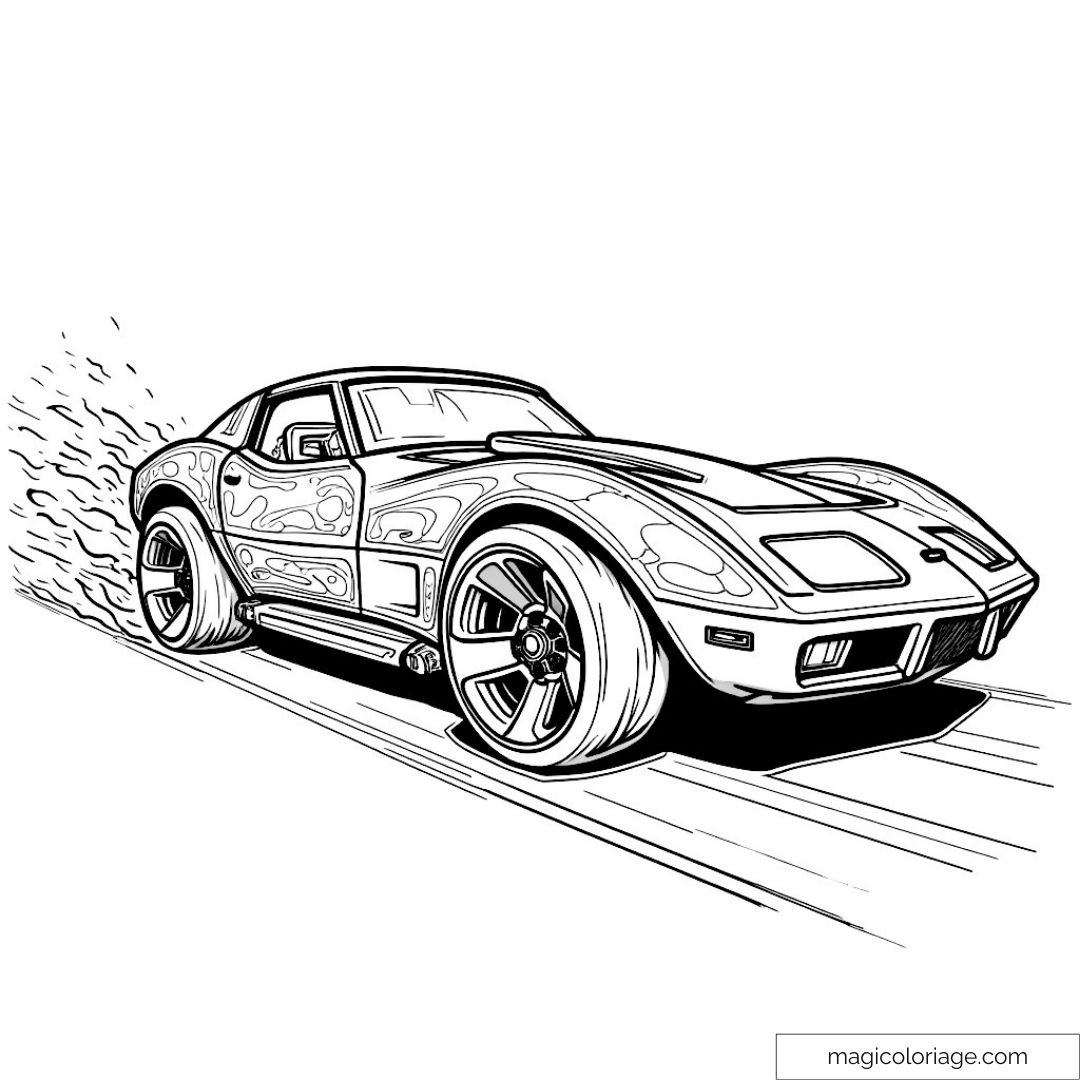 Coloriage voiture sportive rapide en action