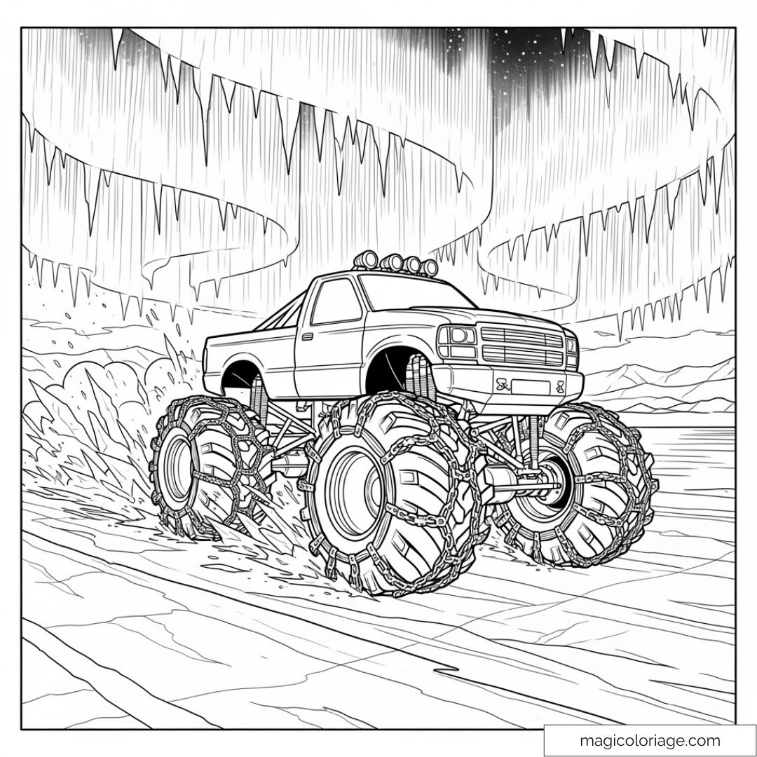 Monster Truck sur glace avec montagnes